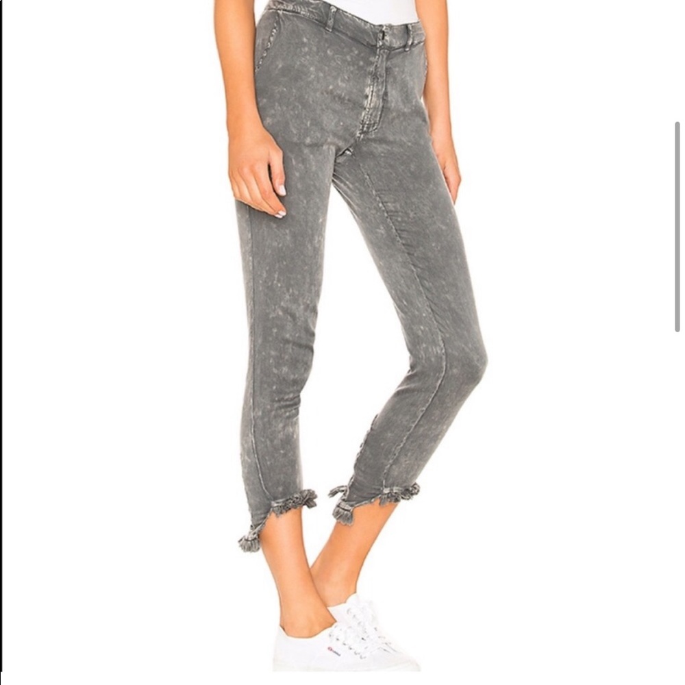 NWOT Chaser Grey Cropped Lightweight Pants Tie Dye Heirloom Lace Up Braided Sz M